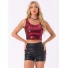 image:imageAllegra K Womens Sequin Tops Metallic Sparkle Glitter Sleeveless Camisole Tank Top Party Club Crop TopsWine Red