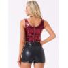image:imageAllegra K Womens Sequin Tops Metallic Sparkle Glitter Sleeveless Camisole Tank Top Party Club Crop TopsWine Red