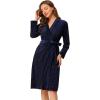 image:imageAllegra K Womens Velvet Bathrobe Soft Lounge Pajamas Sleepwear Tie Waist Flannel Robe