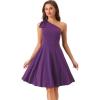 image:imageAllegra K Evening Cocktail Dress for Womens Valentines Day Elegant Flared One Shoulder Formal DressesDark Purple