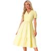 image:imageAllegra K Gingham Dress for Women 2026 Summer Short Sleeve Ruffle Trim V Neck Button Decor Flowy Midi DressesYellow