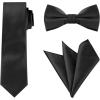 image:imageAllegra K Necktie PreTied Bowtie and Pocket Square Set Ties for Wedding BusinessBlack