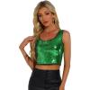 image:imageAllegra K Womens Sequin Tops Metallic Sparkle Glitter Sleeveless Camisole Tank Top Party Club Crop TopsGreen