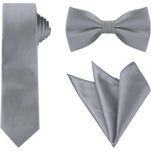 image:imageAllegra K Necktie PreTied Bowtie and Pocket Square Set Ties for Wedding BusinessDark Gray