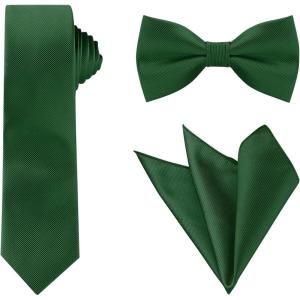 image:imageAllegra K Necktie PreTied Bowtie and Pocket Square Set Ties for Wedding BusinessDark Green