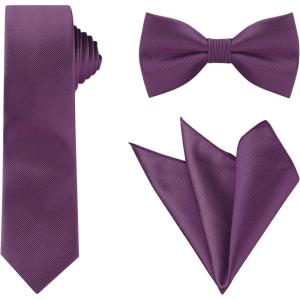 image:imageAllegra K Necktie PreTied Bowtie and Pocket Square Set Ties for Wedding BusinessDark Purple
