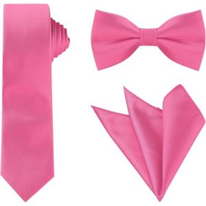 image:imageAllegra K Necktie PreTied Bowtie and Pocket Square Set Ties for Wedding BusinessHot Pink