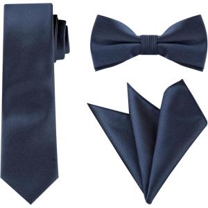 image:imageAllegra K Necktie PreTied Bowtie and Pocket Square Set Ties for Wedding BusinessNavy Blue