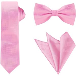 image:imageAllegra K Necktie PreTied Bowtie and Pocket Square Set Ties for Wedding BusinessPink