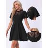 image:imageAllegra K Gothic Dress for Women Halloween Party Dress with Lace Mock Neck ALine Vintage Cocktail DressesBlack