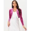 image:imageAllegra K Long Sleeve Velvet Shrug Top for Womens Open Front Cocktail Party Cropped Bolero CardiganRose Pink