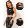 image:imageAllegra K Metallic Crop Top for Womens Sleeveless Cut Out Party Clubwear Holographic Tank TopsBlack