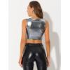 image:imageAllegra K Metallic Crop Top for Womens Sleeveless Cut Out Party Clubwear Holographic Tank TopsGrey