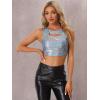 image:imageAllegra K Metallic Crop Top for Womens Sleeveless Cut Out Party Clubwear Holographic Tank TopsHolographic Blue