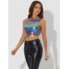 image:imageAllegra K Metallic Crop Top for Womens Sleeveless Cut Out Party Clubwear Holographic Tank TopsHolographic Purple