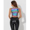 image:imageAllegra K Metallic Crop Top for Womens Sleeveless Cut Out Party Clubwear Holographic Tank TopsHolographic Purple