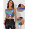 image:imageAllegra K Metallic Crop Top for Womens Sleeveless Cut Out Party Clubwear Holographic Tank TopsHolographic Purple