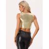 image:imageAllegra K Metallic Crop Top for Womens Sleeveless Cut Out Party Clubwear Holographic Tank TopsLight Gold