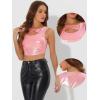 image:imageAllegra K Metallic Crop Top for Womens Sleeveless Cut Out Party Clubwear Holographic Tank TopsLight Pink