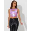 image:imageAllegra K Metallic Crop Top for Womens Sleeveless Cut Out Party Clubwear Holographic Tank TopsLight Purple
