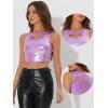 image:imageAllegra K Metallic Crop Top for Womens Sleeveless Cut Out Party Clubwear Holographic Tank TopsLight Purple