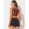 image:imageAllegra K Metallic Crop Top for Womens Sleeveless Cut Out Party Clubwear Holographic Tank TopsMulticolor