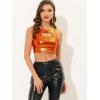 image:imageAllegra K Metallic Crop Top for Womens Sleeveless Cut Out Party Clubwear Holographic Tank TopsOrange