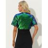 image:imageAllegra K Sequin Bolero for Womens Sparkly Crop Glitter Formal Shrug for Evening DressesGreen Blue