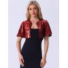 image:imageAllegra K Sequin Bolero for Womens Sparkly Crop Glitter Formal Shrug for Evening DressesRed