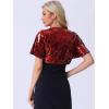 image:imageAllegra K Sequin Bolero for Womens Sparkly Crop Glitter Formal Shrug for Evening DressesRed