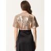 image:imageAllegra K Sequin Bolero for Womens Sparkly Crop Glitter Formal Shrug for Evening DressesRose Gold