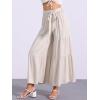 image:imageAllegra K Womens 2026 Summer Wide Leg Palazzo Pants High Waisted Flowy Trendy Casual Lounge Boho Beach Ruffles TrousersBeige