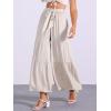 image:imageAllegra K Womens 2026 Summer Wide Leg Palazzo Pants High Waisted Flowy Trendy Casual Lounge Boho Beach Ruffles TrousersBeige