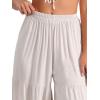image:imageAllegra K Womens 2026 Summer Wide Leg Palazzo Pants High Waisted Flowy Trendy Casual Lounge Boho Beach Ruffles TrousersBeige