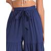 image:imageAllegra K Womens 2026 Summer Wide Leg Palazzo Pants High Waisted Flowy Trendy Casual Lounge Boho Beach Ruffles TrousersDark Blue