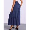 image:imageAllegra K Womens 2026 Summer Wide Leg Palazzo Pants High Waisted Flowy Trendy Casual Lounge Boho Beach Ruffles TrousersDark Blue