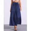 image:imageAllegra K Womens 2026 Summer Wide Leg Palazzo Pants High Waisted Flowy Trendy Casual Lounge Boho Beach Ruffles TrousersDark Blue