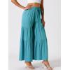 image:imageAllegra K Womens 2026 Summer Wide Leg Palazzo Pants High Waisted Flowy Trendy Casual Lounge Boho Beach Ruffles TrousersLake Blue