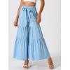 image:imageAllegra K Womens 2026 Summer Wide Leg Palazzo Pants High Waisted Flowy Trendy Casual Lounge Boho Beach Ruffles TrousersLight Blue