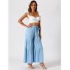 image:imageAllegra K Womens 2026 Summer Wide Leg Palazzo Pants High Waisted Flowy Trendy Casual Lounge Boho Beach Ruffles TrousersLight Blue