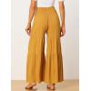 image:imageAllegra K Womens 2026 Summer Wide Leg Palazzo Pants High Waisted Flowy Trendy Casual Lounge Boho Beach Ruffles TrousersYellow