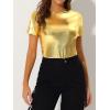 image:imageAllegra K Womens 80s Disco Outfit Party Club Sparkly Rainbow Metallic TopBright Gold