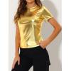 image:imageAllegra K Womens 80s Disco Outfit Party Club Sparkly Rainbow Metallic TopBright Gold