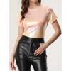 image:imageAllegra K Womens 80s Disco Outfit Party Club Sparkly Rainbow Metallic TopBright Pink
