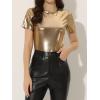 image:imageAllegra K Womens 80s Disco Outfit Party Club Sparkly Rainbow Metallic TopMetallic Gold