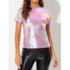 image:imageAllegra K Womens 80s Disco Outfit Party Club Sparkly Rainbow Metallic TopRose Pink
