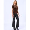 image:imageAllegra K Womens Christmas Velvet Top Crew Neck Short Sleeve Casual TShirtDark Brown