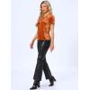 image:imageAllegra K Womens Christmas Velvet Top Crew Neck Short Sleeve Casual TShirtOrange Coffee
