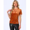 image:imageAllegra K Womens Christmas Velvet Top Crew Neck Short Sleeve Casual TShirtOrange Coffee