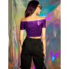 image:imageAllegra K Womens Halloween Off Shoulder Party Club Slim Fit Shiny Metallic Crop TopPurple